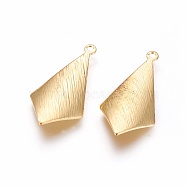 Rack Plating Brass Pendants, Rhombus, Golden, 25x12x0.5mm, Hole: 1.4mm(X-KK-F804-10G)