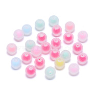 Transparent Acrylic Beads, Frosted, Bead in Bead, Round, Mixed Color, 8x7.5mm, Hole: 2mm(X-TACR-S135-001)
