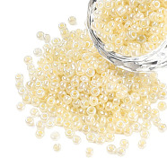 Glass Seed Beads, Ceylon, Round, Lemon Chiffon, 3mm, Hole: 1mm, about 2222pcs/100g(X1-SEED-A011-3mm-142)