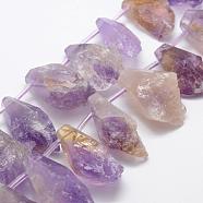 Natural Ametrine Beads Strands, Nuggets, Faceted, 26~40x18~30mm, Hole: 1mm; about 14pcs/strand, 14.9inches(G-K209-22)