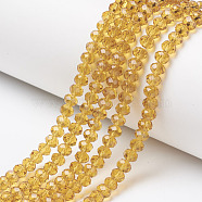 Glass Beads Strands, Faceted, Rondelle, Goldenrod, 10x8mm, Hole: 1mm, about 65~66pcs/strand, 20.8~21.2 inch(53~54cm)(X-EGLA-A034-T10mm-D04)