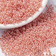 MIYUKI Round Rocailles Beads, Japanese Seed Beads, (RR539) Salmon Ceylon, 8/0, 3mm, Hole: 1mm, about 422~455pcs/10g(X-SEED-G008-RR0539)