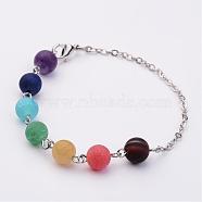 Gemstone Bracelets, with Brass Chains and Lobster Clasps, Platinum, 188mm(7-3/8 inch)(BJEW-JB02507)
