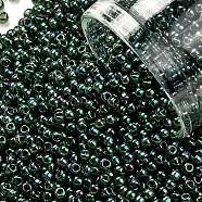 TOHO Round Seed Beads, Japanese Seed Beads, (322) Gold Luster Emerald, 11/0, 2.2mm, Hole: 0.8mm, about 1110pcs/bottle, 10g/bottle(SEED-JPTR11-0322)
