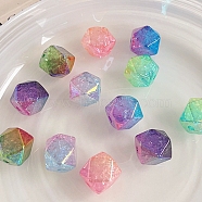 Transparent Crackle Acrylic Beads, Gradient Color, Cube, Mixed Color, 15.7x19x19mm, Hole: 3.5mm(X-OACR-K008-10)
