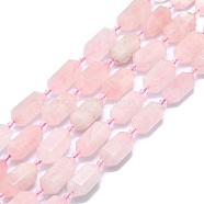 Natural Rose Quartz Beads Strands, Faceted, Double Terminated Pointed/Bullet, 25~27x13~15x12~13mm, Hole: 1.2mm, about 12~13pcs/strand, 15.35 inch(39cm)(G-F715-059)