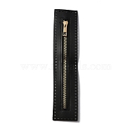 Alloy Zipper, with PU Leather Frame, for Crochet Purse Making, Rectangle, Black, 270x55x2.5mm, Hole: 3x3mm(FIND-WH0111-162A)