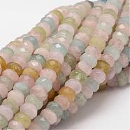 Faceted Rondelle Natural Morganite Bead Strands, 6x3.5mm, Hole: 1mm, about 116pcs/strand, 15.7 inch(G-O137-05A)