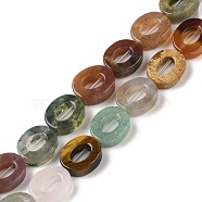 Natural & Synthetic Mixed Gemstone Beads Strands, Hollow Flat Oval, Number Zero Beads, 12x10x3.5~4mm, Hole: 1.2mm, about 20pcs/strand, 9.61''(24.4cm)(G-M439-A19-01)