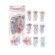20 Sheets Ocean Material PET Sticker Pack from Mo Mo's Boundless Jellyfish Series, Colorful, 50~70mm, 20 sheets(PW-WG37925-01)