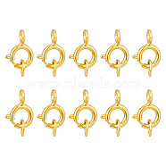 10Pcs 925 Sterling Silver Spring Ring Clasps, with Jump Rings, Golden, 8x5.5x1mm, Hole: 1.5mm and 2.5mm(STER-DC0001-18G)