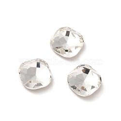 Glass Rhinestone Cabochons, Point Back & Back Plated, Faceted, Square, Crystal, 7x7x3mm(RGLA-P037-07B-001)
