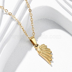 Wing 304 Stainless Steel Pendant Necklaces, Ion Plating(IP), Real 18K Gold Plated, 17.91 inch(45.5cm)(NJEW-H059-22G)