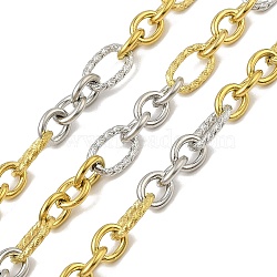 Ion Plating(IP) 304 Stainless Steel Two-Tone Link Chains, with Spool, Soldered, Real 18K Gold Plated, 14x9x2mm, about 32.81 Feet(10m)/Roll(CHS-M006-08PG)