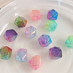 Transparent Crackle Acrylic Beads, Gradient Color, Cube, Mixed Color, 15.7x19x19mm, Hole: 3.5mm(X-OACR-K008-10)