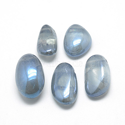 Electroplate Natural Quartz Crystal Pendants, Nuggets, Light Steel Blue, 28~43x14~29x10~21mm, Hole: 2mm(G-S263-20D)