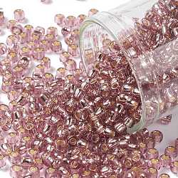 TOHO Round Seed Beads, Japanese Seed Beads, (26) Silver Lined Light Amethyst, 8/0, 3mm, Hole: 1mm, about 222pcs/bottle, 10g/bottle(SEED-JPTR08-0026)