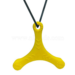 Dart Shape Food Grade Eco-Friendly Silicone Pendants, Chewing Beads For Teethers, DIY Nursing Necklaces Making, Yellow, 69x60mm(PW-WGD6024-02)