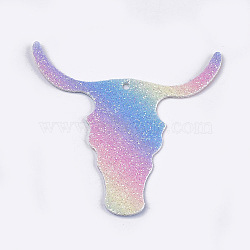 PU Leather Big Pendants, with Sequins, Ox-Head Shape, Colorful, 52.5x50.5x1mm, Hole: 1.5mm(FIND-S299-17)