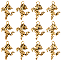 60Pcs Tibetan Style Alloy Pendants, Horse Charms, Antique Golden, 32x24x1mm, Hole: 3mm(FIND-SC0023-40)