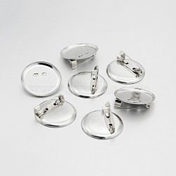 Iron Brooch Cabochon Settings, Platinum, Tray: 28mm, 29x8mm(IFIN-A171-02D)