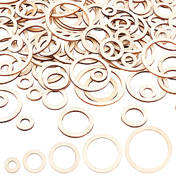 AHADEMAKER 100Pcs 5 Style Unfinished Wood Linking Rings, Laser Cut Wooden Embellishments, Round Ring, Antique White, 20~60x2.5mm, Inner Diameter: 10~50mm, 20pcs/style(WOOD-GA0001-30)