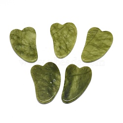 Natural Chinese Jade Gua Sha Boards, Scraping Massage Tools, Gua Sha Facial Tools, Heart, 68~70x43~44x3.5~4mm(G-H268-C01-A)