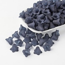 Prussian Blue Frosted Transparent Acrylic Flower Beads, 17.5x12mm, Hole: 1.5mm(X-PLF018-17)
