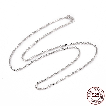 Anti-Tarnish Rhodium Plated 925 Sterling Silver Textured Cable Chains Necklace for Women, Platinum, 17.72 inch(45cm)