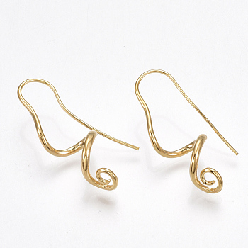 Brass Earrings, Nickel Free, Real 18K Gold Plated, 32x10mm, Pin: 0.8mm