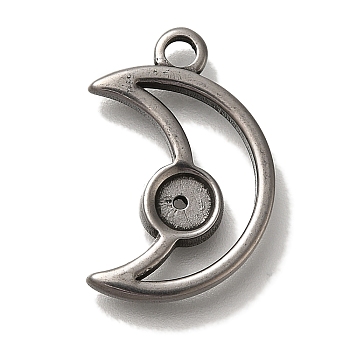 304 Stainless Steel Pendant Rhinestone Settings, Moon, Fit for 4mm Rhinestone, 20.5x15x12mm, Hole: 2mm