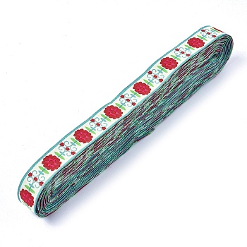Jacquard Ribbon, Tyrolean Ribbon, Polyester Ribbon, for DIY Sewing Crafting, Home Decors, Floral Pattern, Colorful, 5/8"(16mm)