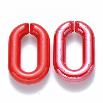 Opaque Acrylic Linking Rings, Quick Link Connectors, for Cable Chains Making, Pearlized, Oval, Red, 31x19.5x5.5mm, Inner Diameter: 19.5x7.5mm