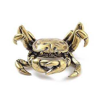 Brass Crab Figurines Statues for Home Desktop Feng Shui Ornament, Antique Bronze, 49x54.5x24.5mm