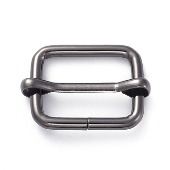 Iron Adjuster Slides Buckles, Roller Pin Buckles Slider Strap Adjuster, for DIY Belt Accessories, Rectangle, Gunmetal, 27.5x38x8mm, Hole: 21x27mm