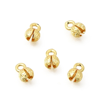 Brass Bead Tips, Calotte Ends, Knot Cover, Rack Plating, Long-Lasting Plated, Lead Free & Cadmium Free, Golden, 6.5x4mm, Hole: 1.4mm, Inner Diameter: 2.5mm