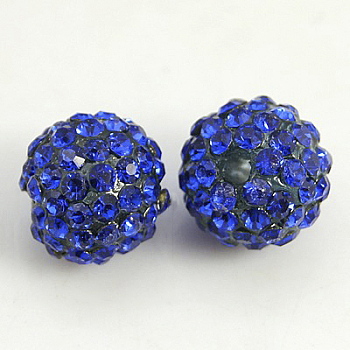 Resin Rhinestone Beads, Grade A, Round, Light Sapphire, 8mm, Hole: 2mm