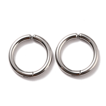 304 Stainless Steel Clip-on Earrings, Hypoallergenic Earrings, Ring, Stainless Steel Color, 19x2.5mm