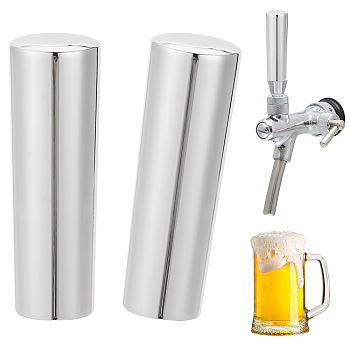 304 Stainless Steel Beer Tap Handle, Beverage Dispenser Faucet Adaptor Handle, Home Brewing Supplies, Column, Stainless Steel Color, 6x2cm, Hole: 8.5mm