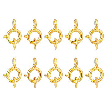 10Pcs 925 Sterling Silver Spring Ring Clasps, with Jump Rings, Golden, 8x5.5x1mm, Hole: 1.5mm and 2.5mm