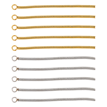 20Pcs 2 Colors 201 Stainless Steel Snake Chain Tassel Big Pendants, Golden & Stainless Steel Color, 50x3.5x1.5mm, Hole: 2mm, 10pcs/color