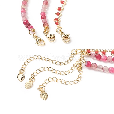 Natural Rose Quartz & Agate Beaded Necklaces Sets for Women(NJEW-JN04129)-4