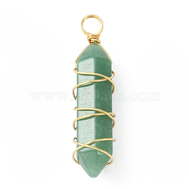 Natural Mixed Gemstone Copper Wire Wrapped Pointed Pendants(PALLOY-JF02113)-2