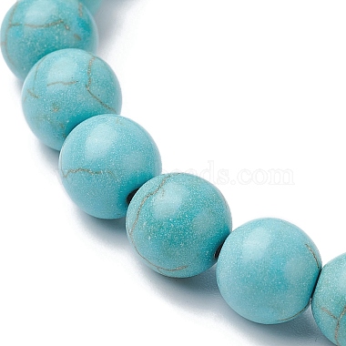 bracelet extensible en perles de tortue turquoise synthétique(BJEW-JB09699-03)-4