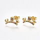 Brass Micro Pave Cubic Zirconia(Random Mixed Color) Ear Studs(EJEW-S201-91)-1