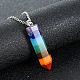 Natural Crystal  Colorful Adhesive Cut Pendant with Conical Hexagonal Pillar Necklace(OU5901)-1