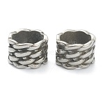 304 Stainless Steel Beads, Flat Round, Antique Silver, 12x8mm, Hole: 9mm(STAS-I181-041AS)