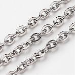 Tarnish Resistant 304 Stainless Steel Cable Chains, Unwelded, Flat Oval, Stainless Steel Color, 5x3.5mm(CHS-K002-02-3.5mm)