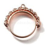 Alloy Open Back Bezel Pendants, For DIY UV Resin, Epoxy Resin, Cadmium Free & Nickel Free & Lead Free, Flat Round with Leaf, Rose Gold, 26x27x3.5mm, Hole: 1.5mm(PALLOY-I223-17RG)