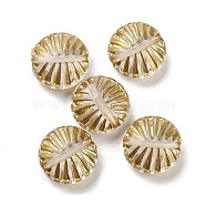 Plating Transparent Acrylic Beads, Golden Metal Enlaced, Flat Round, Clear, 12.5x6mm, Hole: 1.4mm, 980pcs/500g(OACR-B013-31B)